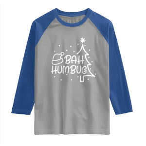 Funny Bah Humbug Christmas Raglan Shirt Santa Hat Xmas Tree TS11 Sport Gray Royal Print Your Wear