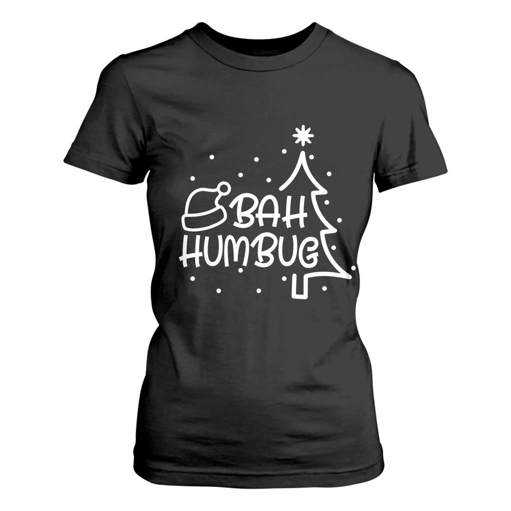 Funny Bah Humbug Christmas T Shirt For Women Santa Hat Xmas Tree TS11 Black Print Your Wear