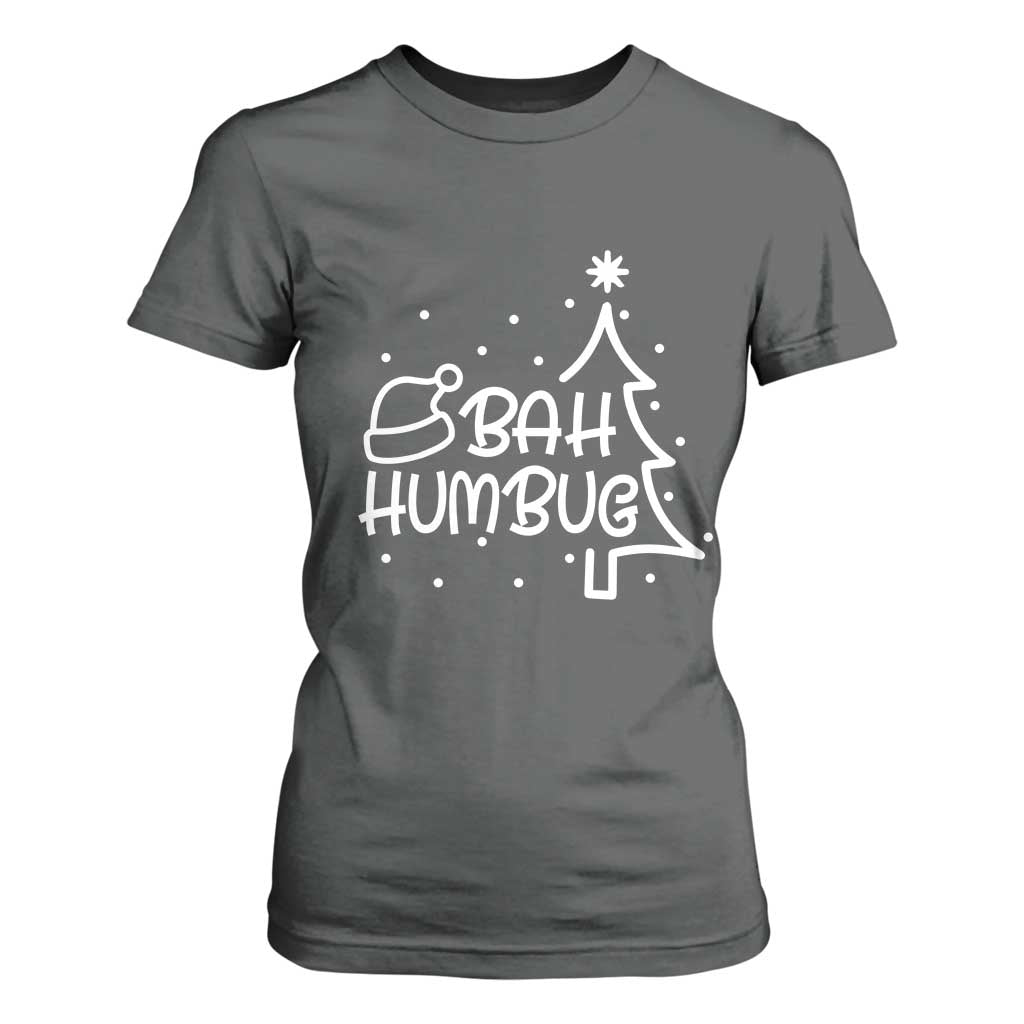 Funny Bah Humbug Christmas T Shirt For Women Santa Hat Xmas Tree TS11 Dark Heather Print Your Wear