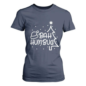 Funny Bah Humbug Christmas T Shirt For Women Santa Hat Xmas Tree TS11 Navy Print Your Wear