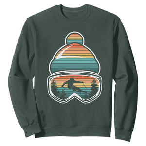 Skiing Mountain Retro Ski Goggles Winter Sport Sweatshirt TS11 Dark Forest Green Print Your Wear
