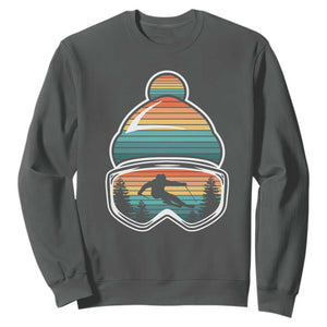 Skiing Mountain Retro Ski Goggles Winter Sport Sweatshirt TS11 Dark Heather Print Your Wear