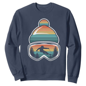 Skiing Mountain Retro Ski Goggles Winter Sport Sweatshirt TS11 Navy Print Your Wear