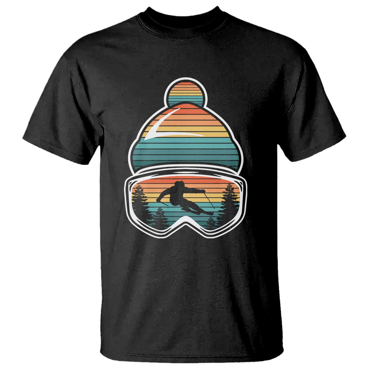 Skiing Mountain Retro Ski Goggles Winter Sport T Shirt TS11 Black Print Your Wear