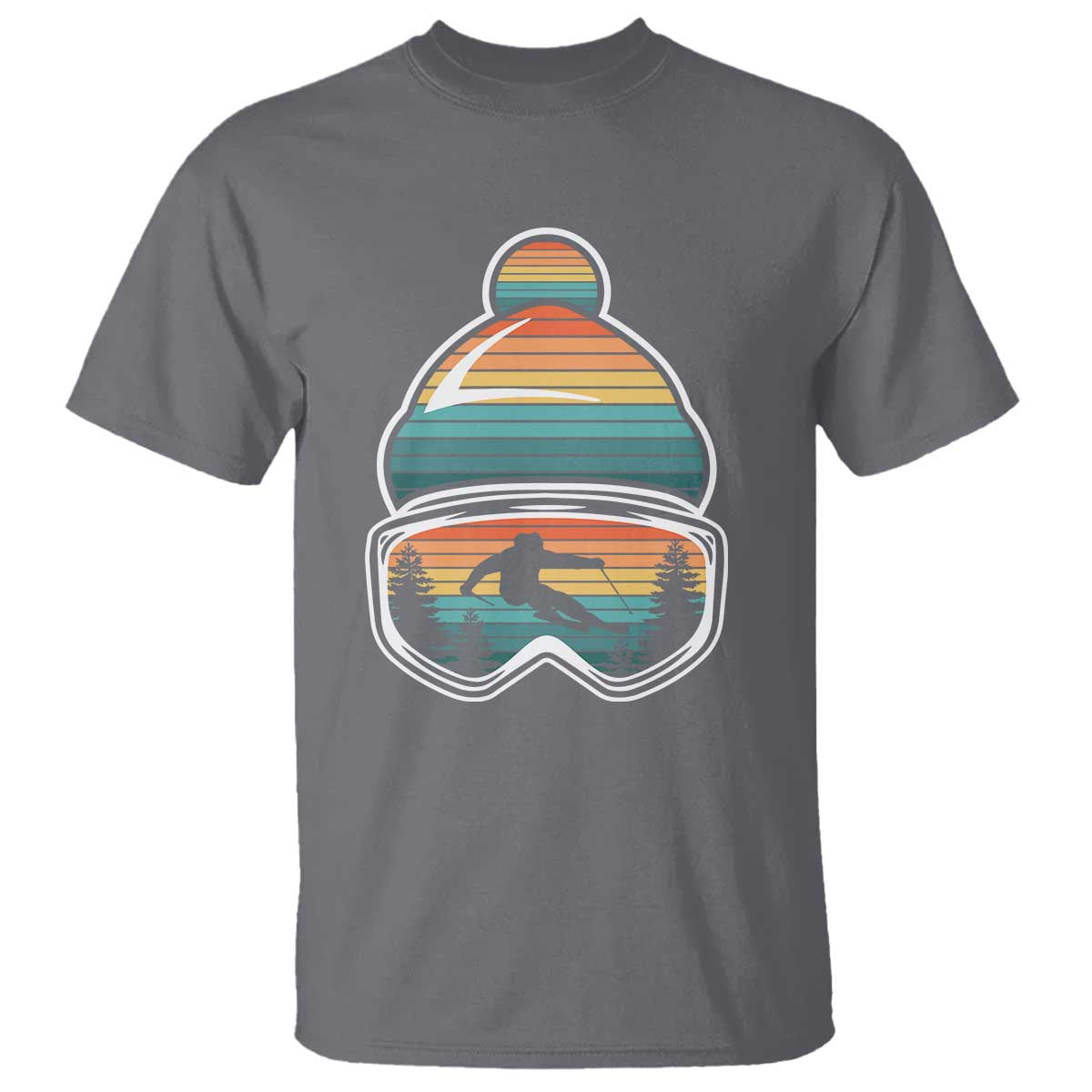 Skiing Mountain Retro Ski Goggles Winter Sport T Shirt TS11 Charcoal Print Your Wear