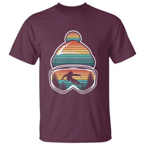 Skiing Mountain Retro Ski Goggles Winter Sport T Shirt TS11 Maroon Print Your Wear