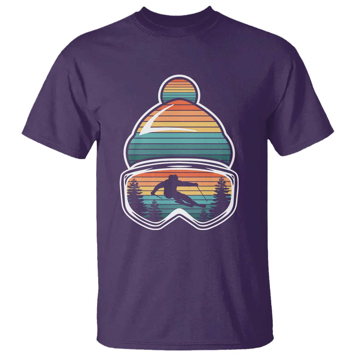 Skiing Mountain Retro Ski Goggles Winter Sport T Shirt TS11 Purple Print Your Wear