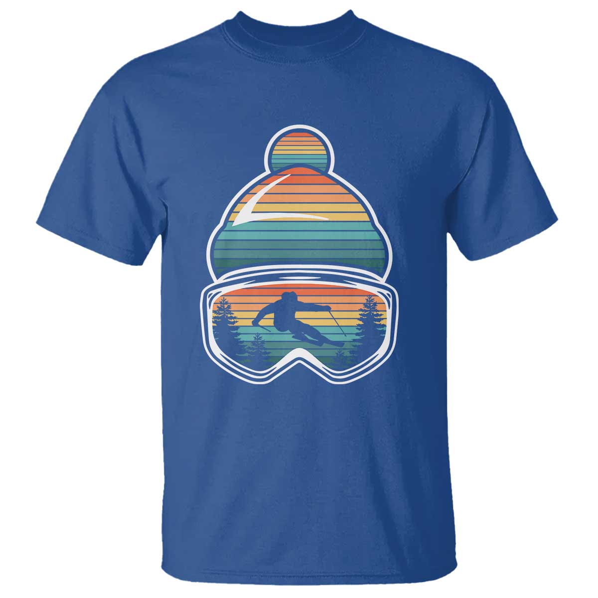 Skiing Mountain Retro Ski Goggles Winter Sport T Shirt TS11 Royal Blue Print Your Wear