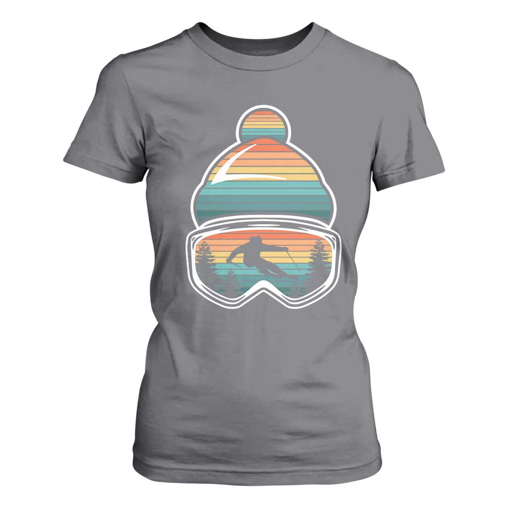Skiing Mountain Retro Ski Goggles Winter Sport T Shirt For Women TS11 Charcoal Print Your Wear