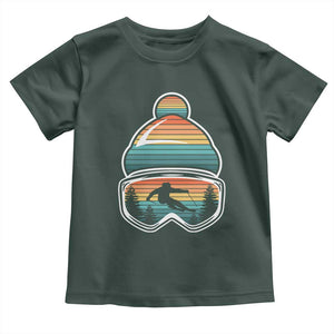Skiing Mountain Retro Ski Goggles Winter Sport Toddler T Shirt TS11 Dark Forest Green Print Your Wear