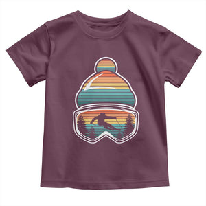 Skiing Mountain Retro Ski Goggles Winter Sport Toddler T Shirt TS11 Maroon Print Your Wear