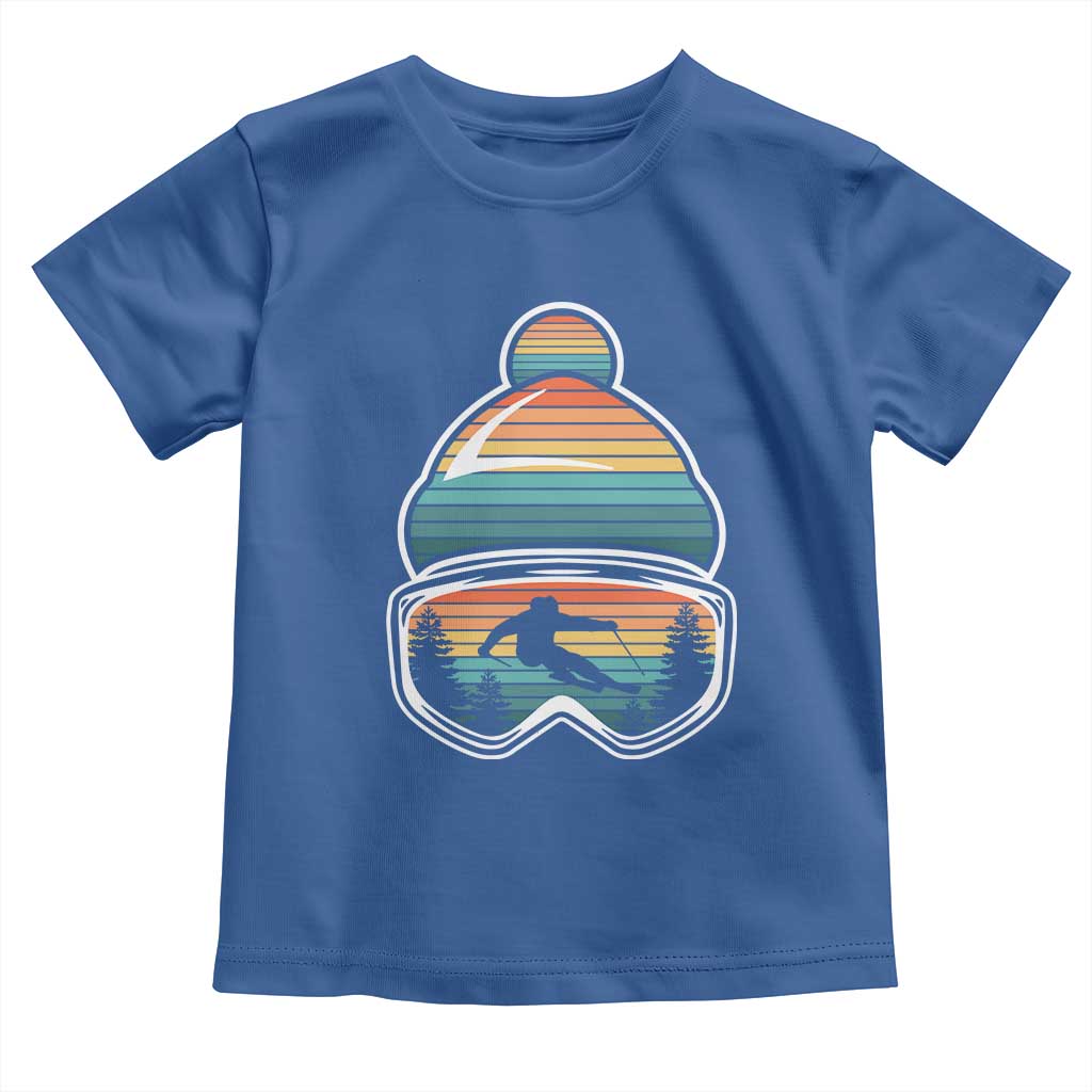 Skiing Mountain Retro Ski Goggles Winter Sport Toddler T Shirt TS11 Royal Blue Print Your Wear