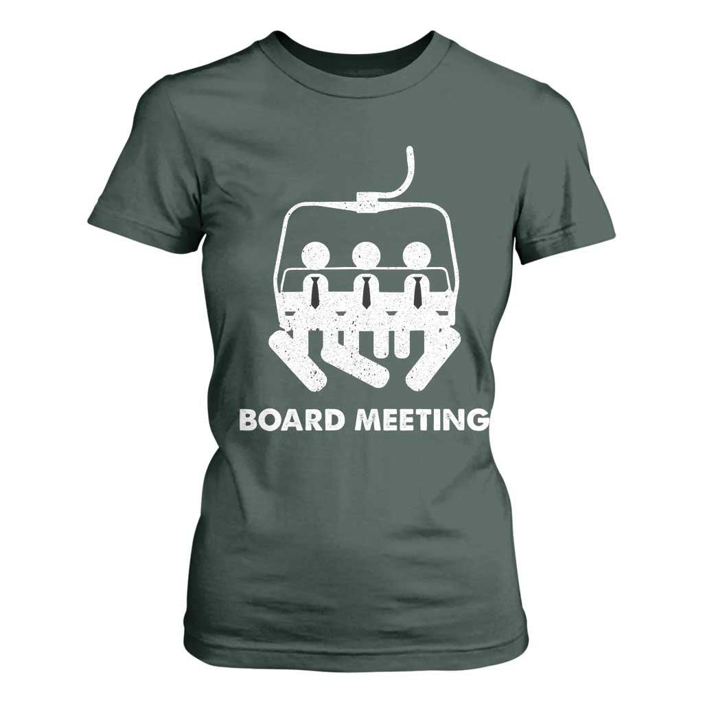Funny Snowboarding T Shirt For Women Board Meeting Holiday Snowboard Winter Sport TS11 Dark Forest Green Print Your Wear