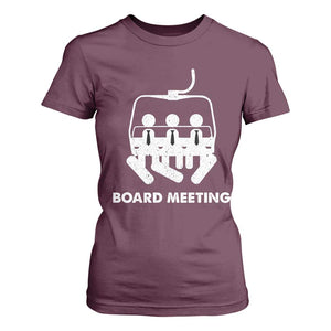 Funny Snowboarding T Shirt For Women Board Meeting Holiday Snowboard Winter Sport TS11 Maroon Print Your Wear
