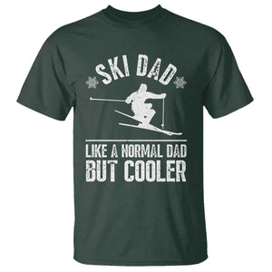 Funny Skiing Father's Day T Shirt Ski Dad Like A Normal Dad But Cooler TS11 Dark Forest Green Print Your Wear