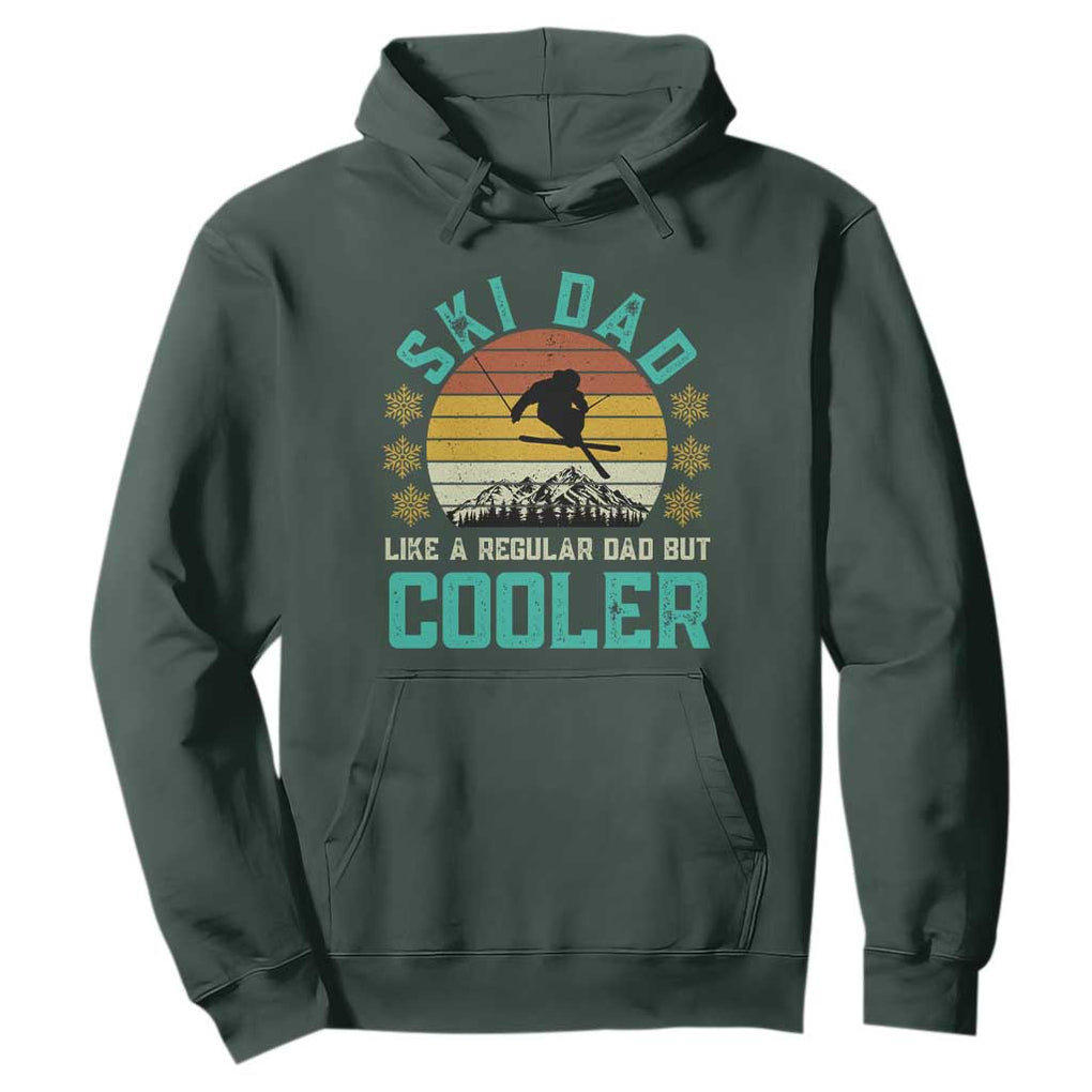 Funny Retro Skiing Father's Day Hoodie Ski Dad Like A Normal Dad But Cooler TS11 Dark Forest Green Print Your Wear