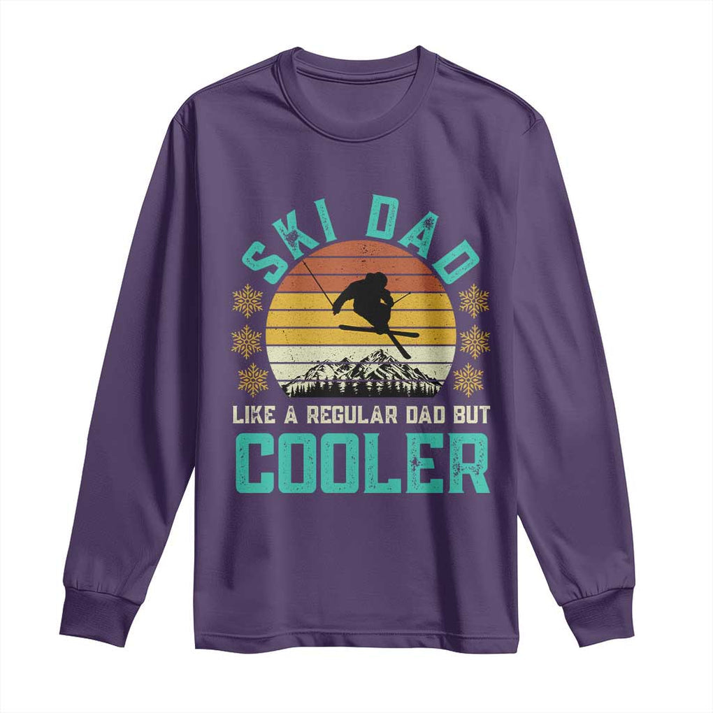 Funny Retro Skiing Father's Day Long Sleeve Shirt Ski Dad Like A Normal Dad But Cooler TS11 Purple Print Your Wear