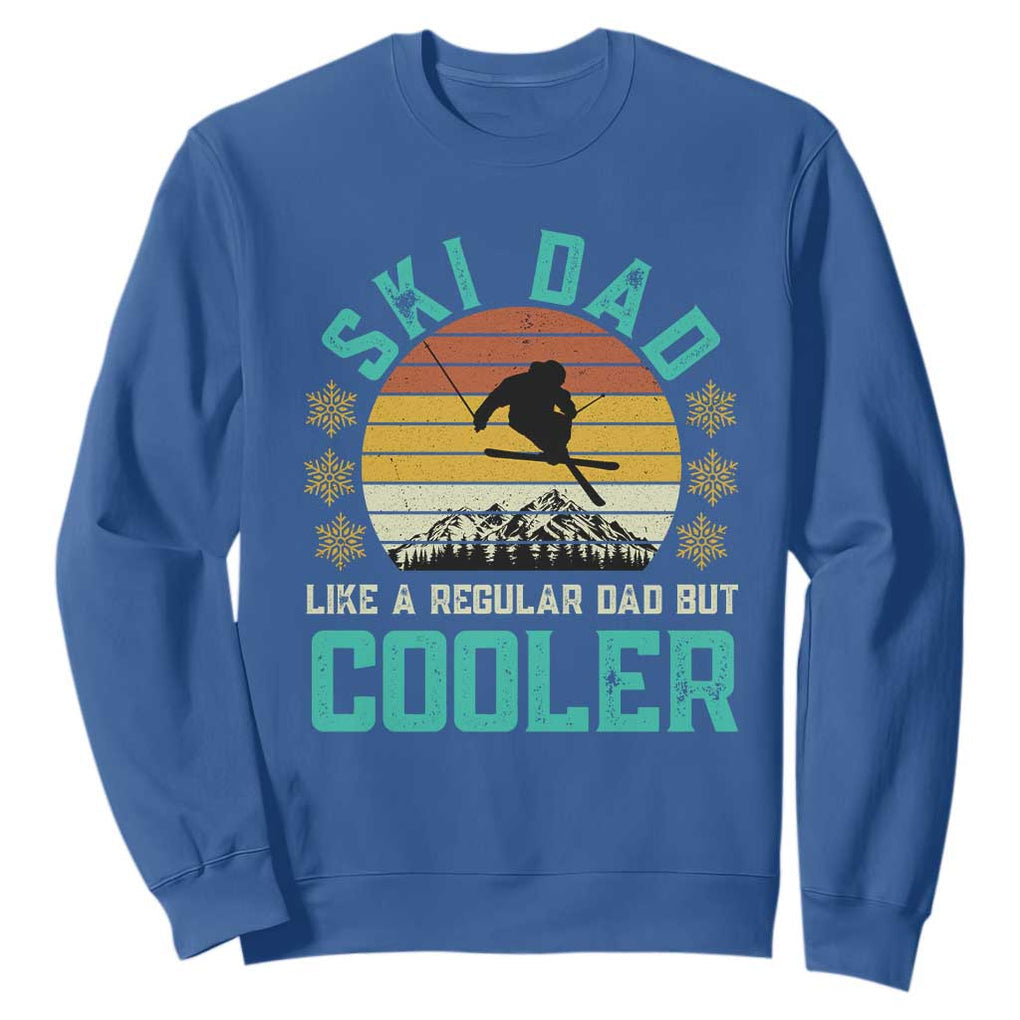 Funny Retro Skiing Father's Day Sweatshirt Ski Dad Like A Normal Dad But Cooler TS11 Royal Blue Print Your Wear