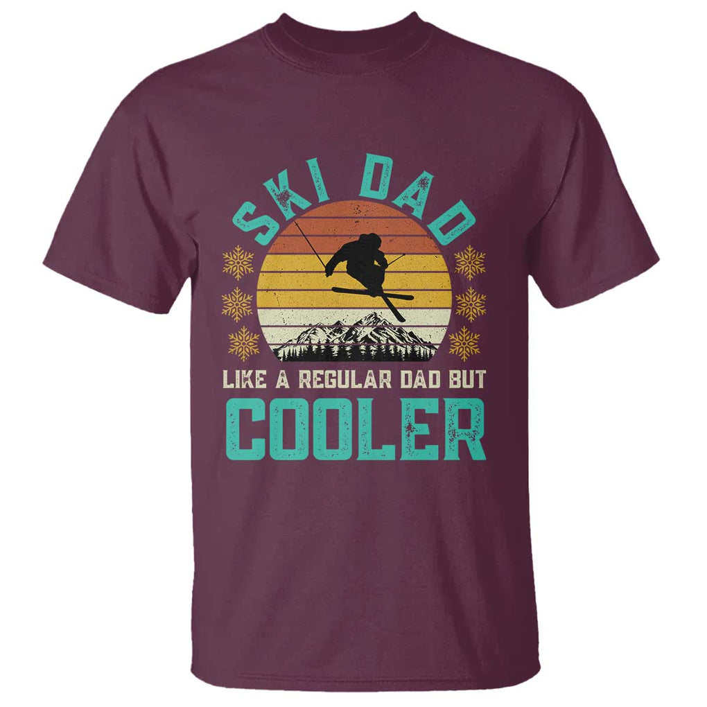 Funny Retro Skiing Father's Day T Shirt Ski Dad Like A Normal Dad But Cooler TS11 Maroon Print Your Wear