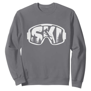 Funny Skiing Sweatshirt Ski Goggles Winter Sport Snow Mountain TS11 Charcoal Print Your Wear
