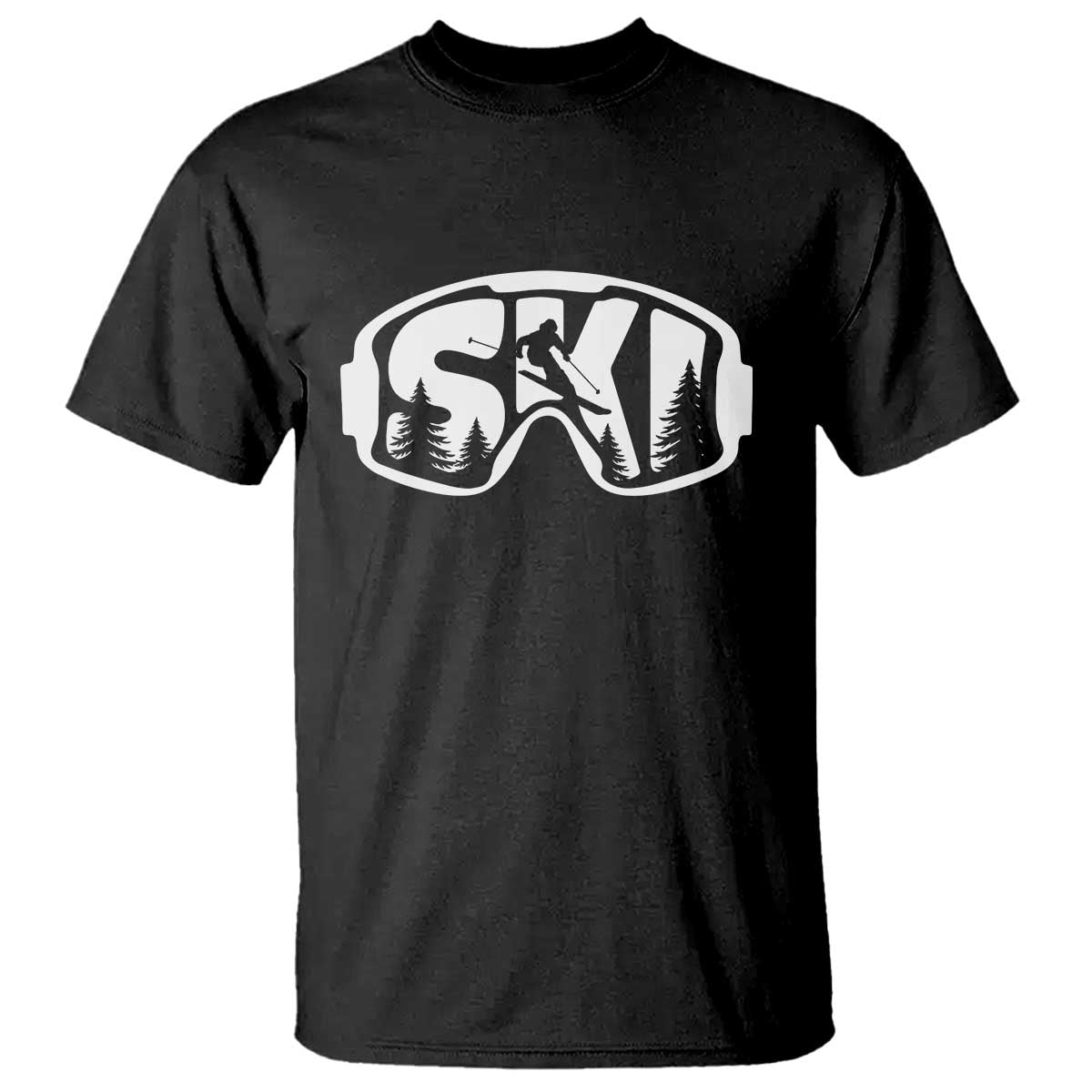 Funny Skiing T Shirt Ski Goggles Winter Sport Snow Mountain TS11 Black Print Your Wear
