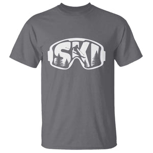 Funny Skiing T Shirt Ski Goggles Winter Sport Snow Mountain TS11 Charcoal Print Your Wear