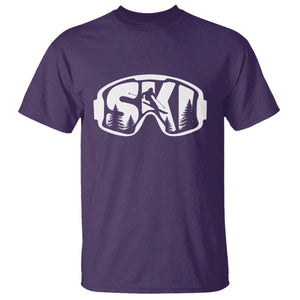 Funny Skiing T Shirt Ski Goggles Winter Sport Snow Mountain TS11 Purple Print Your Wear