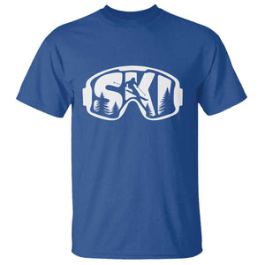 Funny Skiing T Shirt Ski Goggles Winter Sport Snow Mountain TS11 Royal Blue Print Your Wear