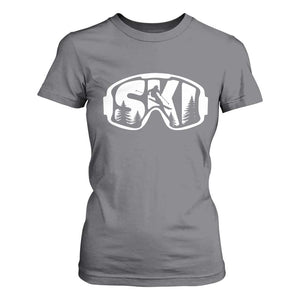 Funny Skiing T Shirt For Women Ski Goggles Winter Sport Snow Mountain TS11 Charcoal Print Your Wear