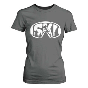 Funny Skiing T Shirt For Women Ski Goggles Winter Sport Snow Mountain TS11 Dark Heather Print Your Wear