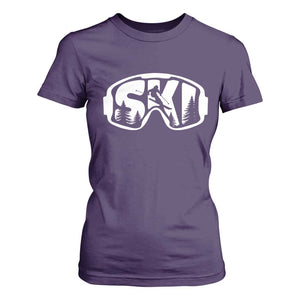 Funny Skiing T Shirt For Women Ski Goggles Winter Sport Snow Mountain TS11 Purple Print Your Wear