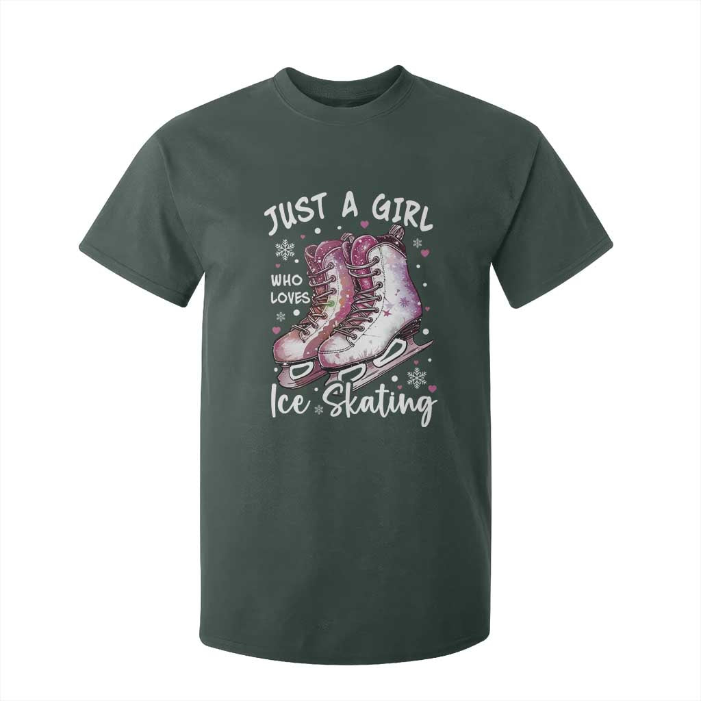 Figure Ice Skater T Shirt For Kid Just A Girl Who Loves Ice Skating TS11 Dark Forest Green Print Your Wear
