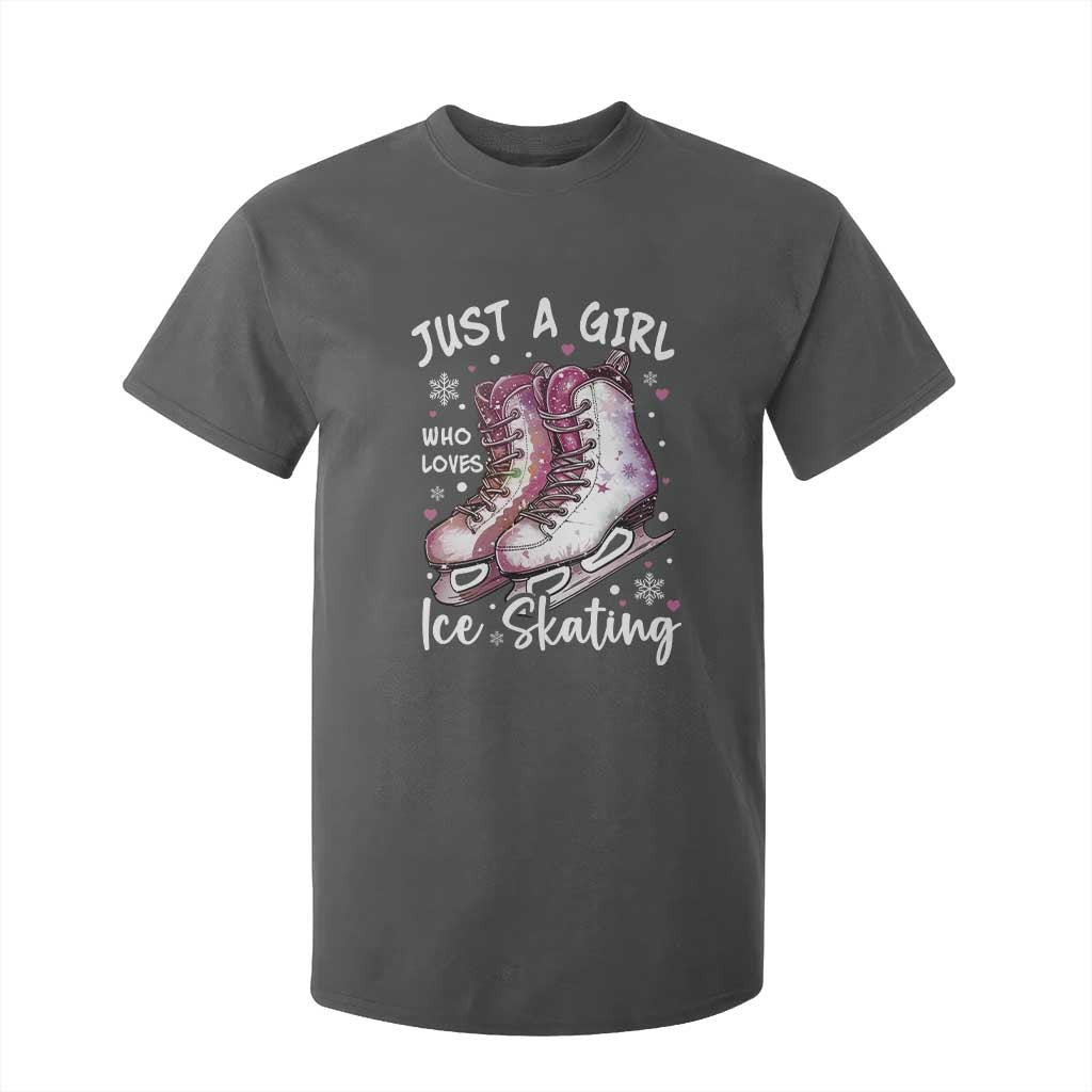 Figure Ice Skater T Shirt For Kid Just A Girl Who Loves Ice Skating TS11 Dark Heather Print Your Wear