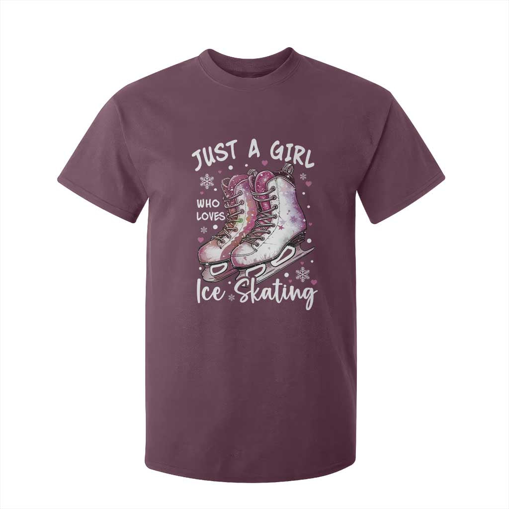 Figure Ice Skater T Shirt For Kid Just A Girl Who Loves Ice Skating TS11 Maroon Print Your Wear
