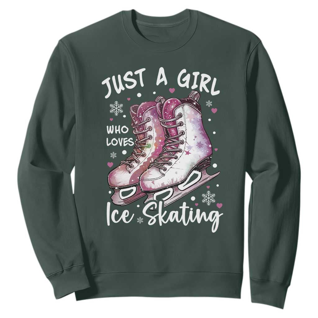 Figure Ice Skater Sweatshirt Just A Girl Who Loves Ice Skating TS11 Dark Forest Green Print Your Wear