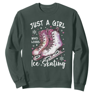 Figure Ice Skater Sweatshirt Just A Girl Who Loves Ice Skating TS11 Dark Forest Green Print Your Wear
