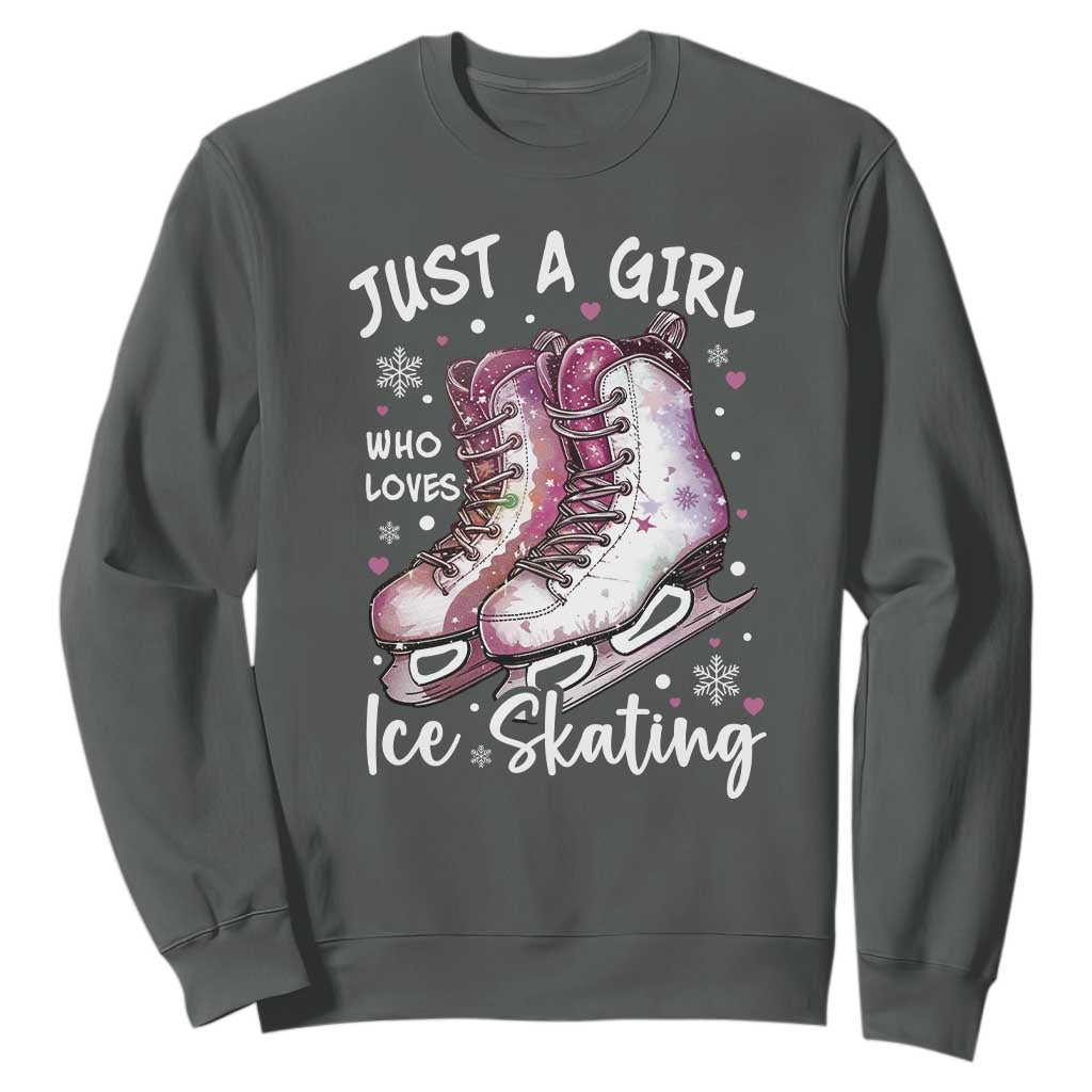 Figure Ice Skater Sweatshirt Just A Girl Who Loves Ice Skating TS11 Dark Heather Print Your Wear