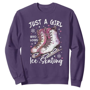 Figure Ice Skater Sweatshirt Just A Girl Who Loves Ice Skating TS11 Purple Print Your Wear