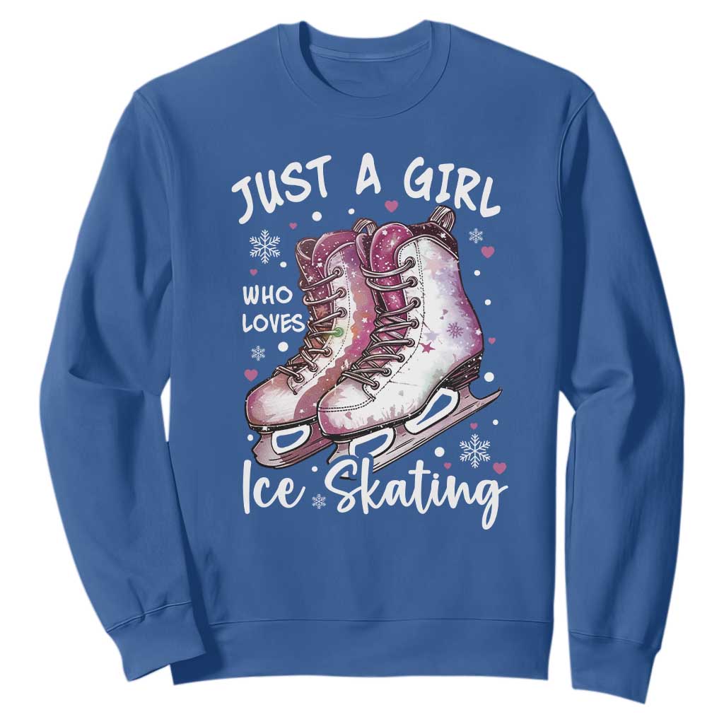 Figure Ice Skater Sweatshirt Just A Girl Who Loves Ice Skating TS11 Royal Blue Print Your Wear