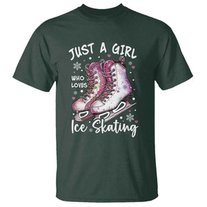 Figure Ice Skater T Shirt Just A Girl Who Loves Ice Skating TS11 Dark Forest Green Print Your Wear