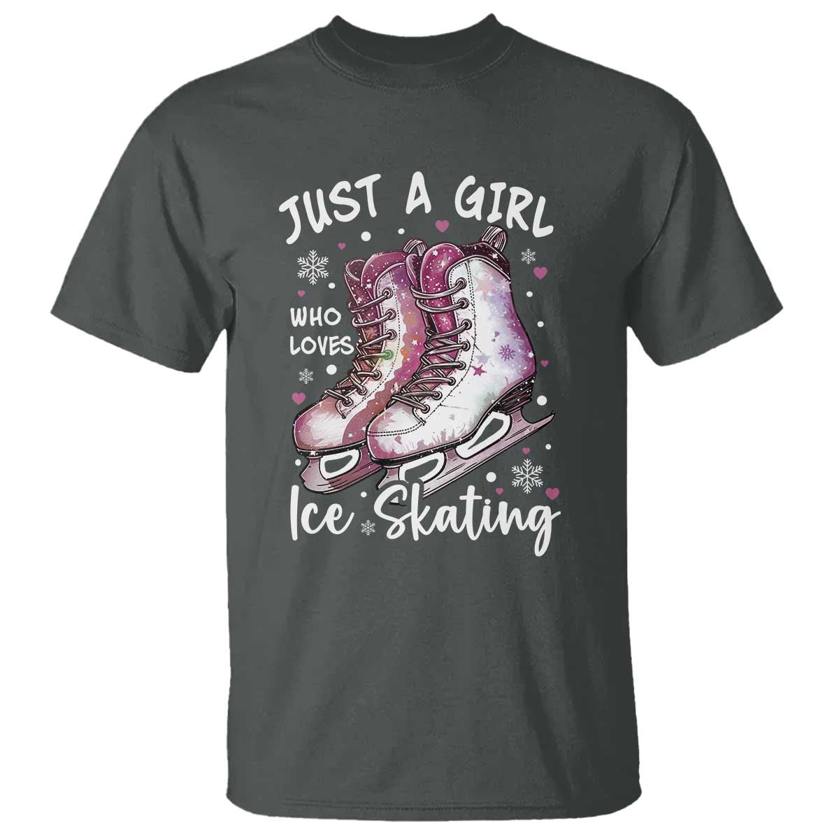 Figure Ice Skater T Shirt Just A Girl Who Loves Ice Skating TS11 Dark Heather Print Your Wear