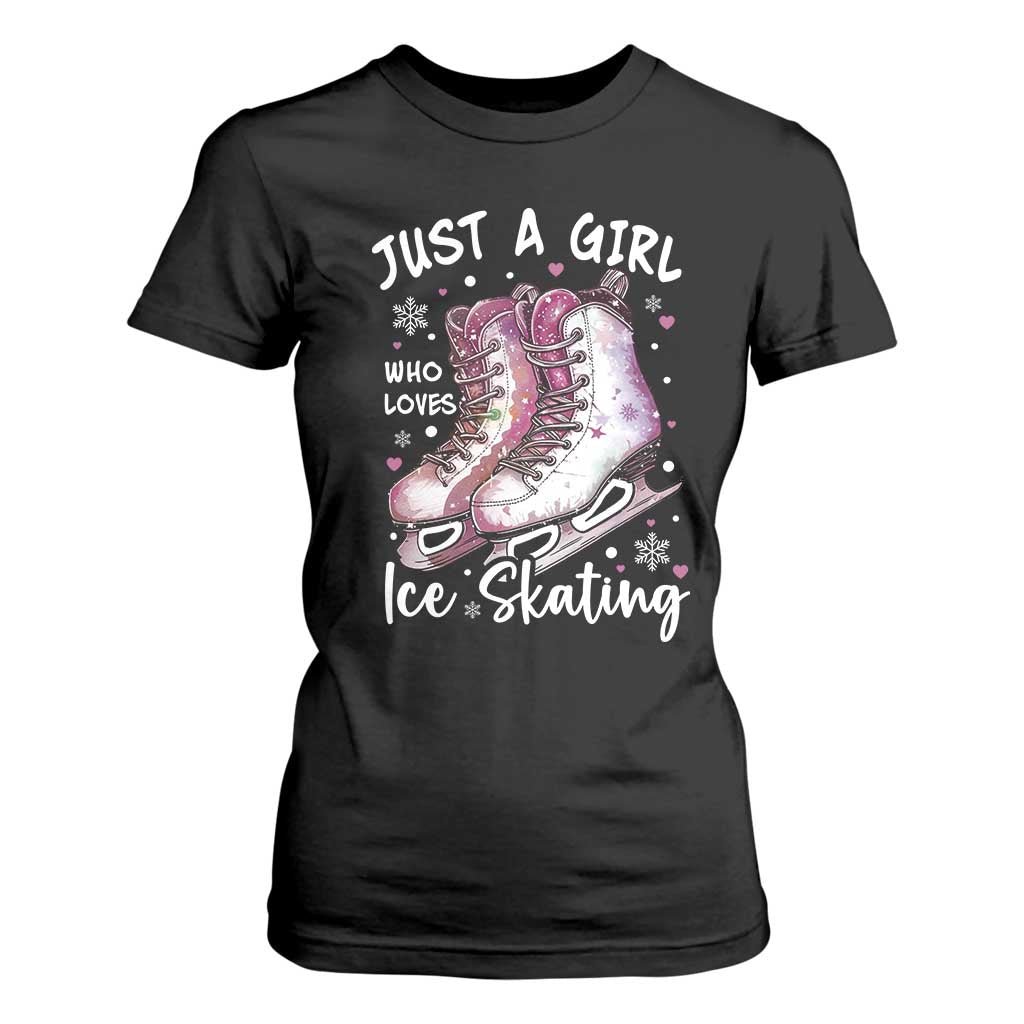 Figure Ice Skater T Shirt For Women Just A Girl Who Loves Ice Skating TS11 Black Print Your Wear