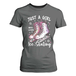 Figure Ice Skater T Shirt For Women Just A Girl Who Loves Ice Skating TS11 Dark Heather Print Your Wear