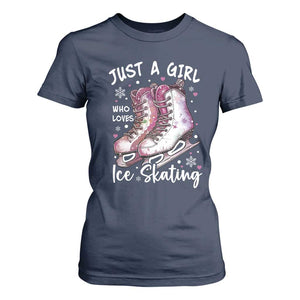 Figure Ice Skater T Shirt For Women Just A Girl Who Loves Ice Skating TS11 Navy Print Your Wear