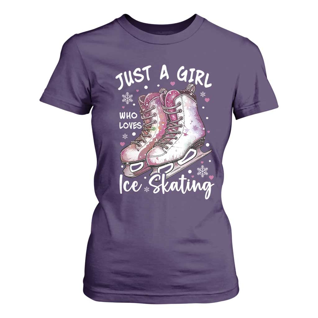 Figure Ice Skater T Shirt For Women Just A Girl Who Loves Ice Skating TS11 Purple Print Your Wear