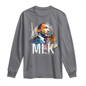 MLK I Have A Dream Long Sleeve Shirt Martin Luther King Portrait Black History Month TS11 Charcoal Print Your Wear