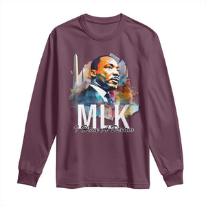 MLK I Have A Dream Long Sleeve Shirt Martin Luther King Portrait Black History Month TS11 Maroon Print Your Wear