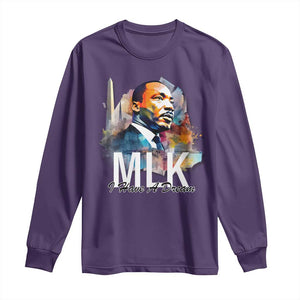 MLK I Have A Dream Long Sleeve Shirt Martin Luther King Portrait Black History Month TS11 Purple Print Your Wear