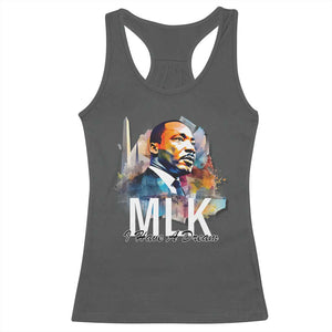 MLK I Have A Dream Racerback Tank Top Martin Luther King Portrait Black History Month TS11 Dark Heather Print Your Wear