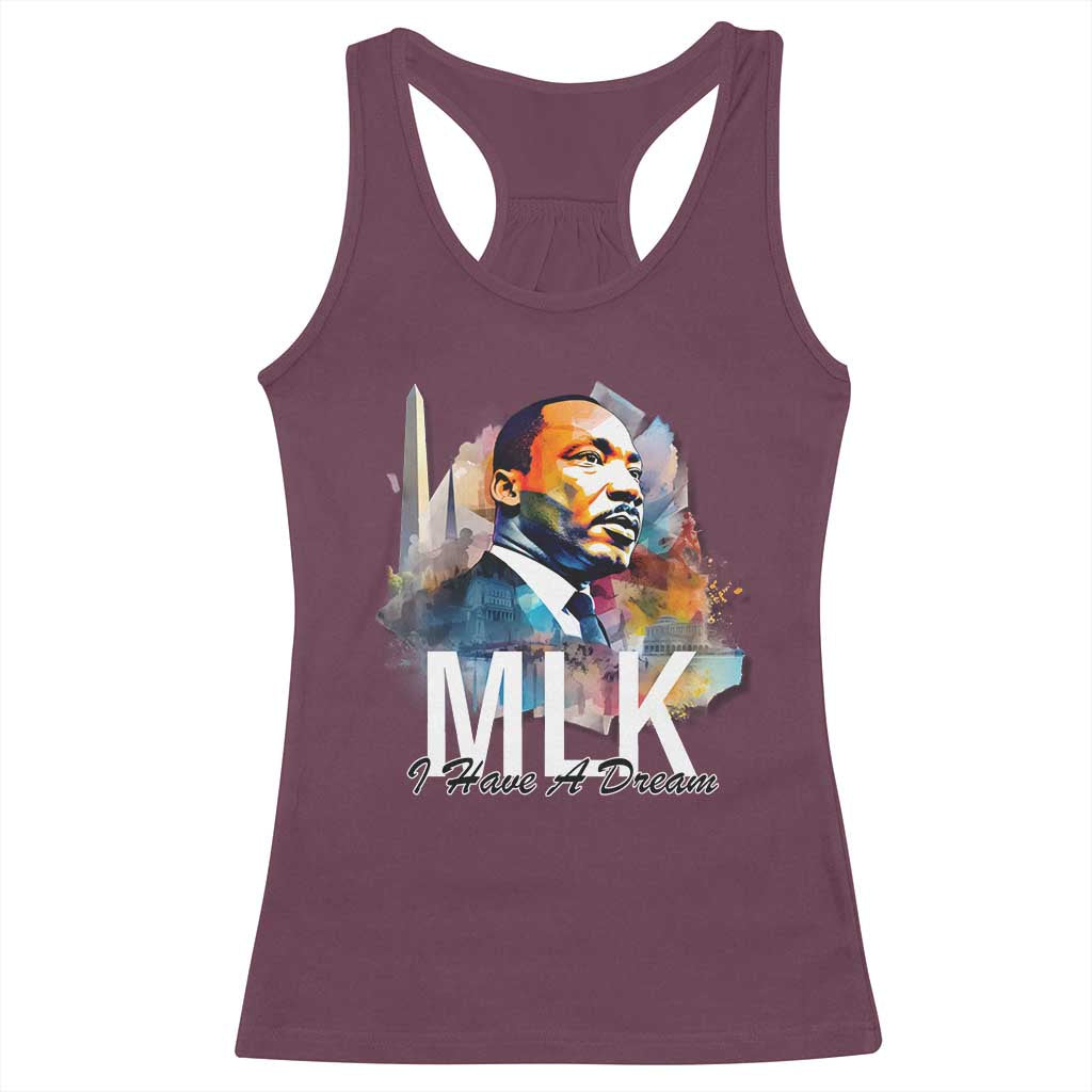 MLK I Have A Dream Racerback Tank Top Martin Luther King Portrait Black History Month TS11 Maroon Print Your Wear